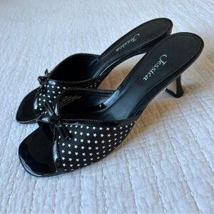 vintage Jessica kitten heel sandals with bows and stars